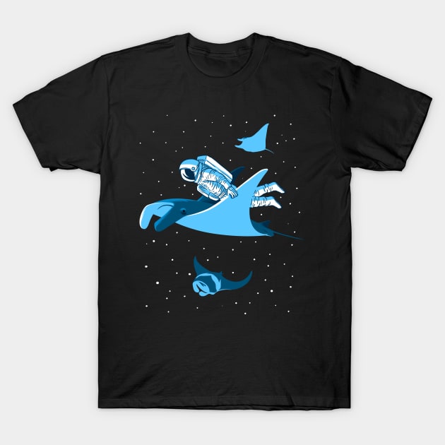 Astronaut traveling in blanket fish T-Shirt by albertocubatas